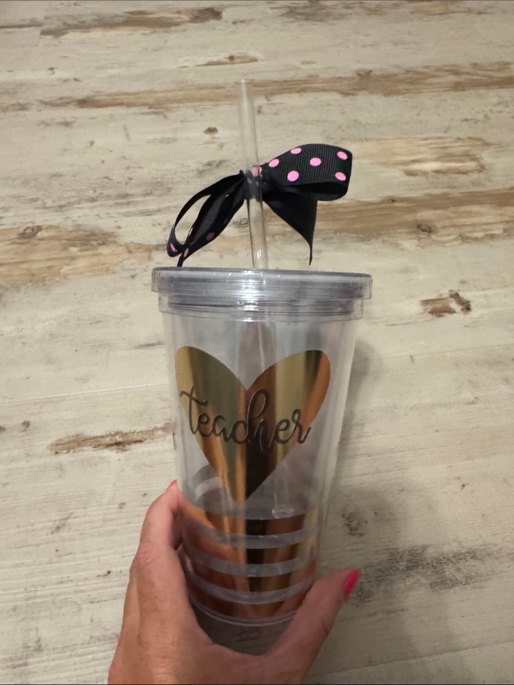 Teacher cup with straw
